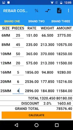 Steel TMT RebarCost Calculator screenshot 3