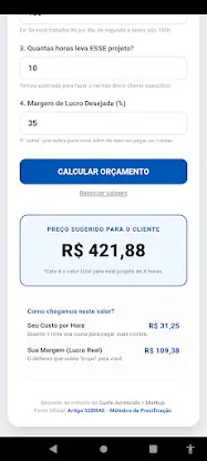 FreelaPrice Calculadora Preços screenshot 2