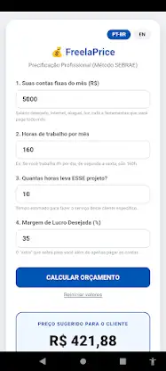 FreelaPrice Calculadora Preços screenshot 1