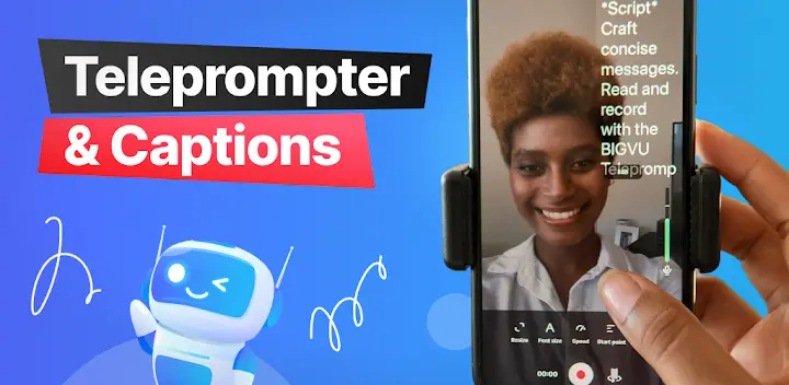 BIGVU Teleprompter & Captions — Android app banner