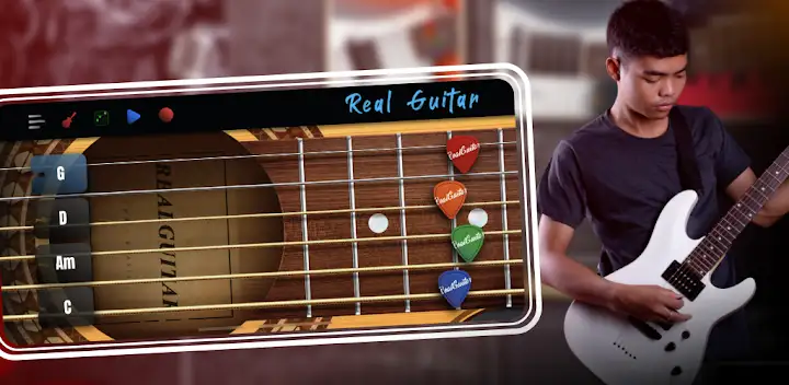 Real Guitar: acoustic electric — Android game banner
