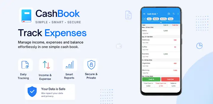 Cash Book- daily expenses — Android app banner