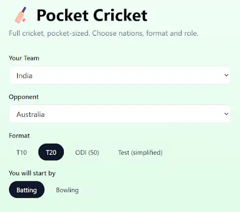Pocket Cricket - T20,ODI&Test screenshot 1