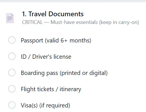 Ultimate Travel Checklist screenshot 1