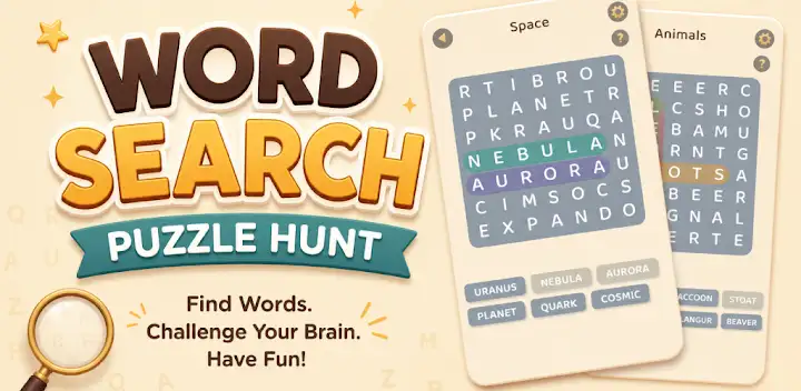 Word Search Puzzle Hunt — Android game banner