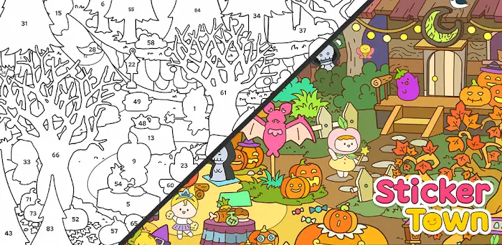 Sticker Town Puzzle:Color Book — Android game banner