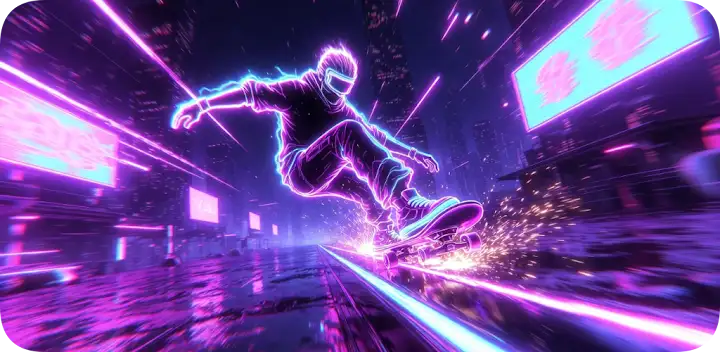 Neon Skate | Skateboard Retro — Android game banner