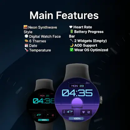 Neon Outrun - watch face screenshot 2
