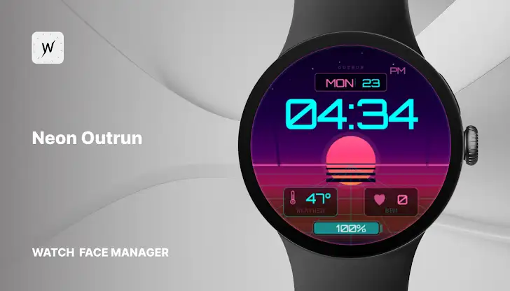Neon Outrun - watch face screenshot 1