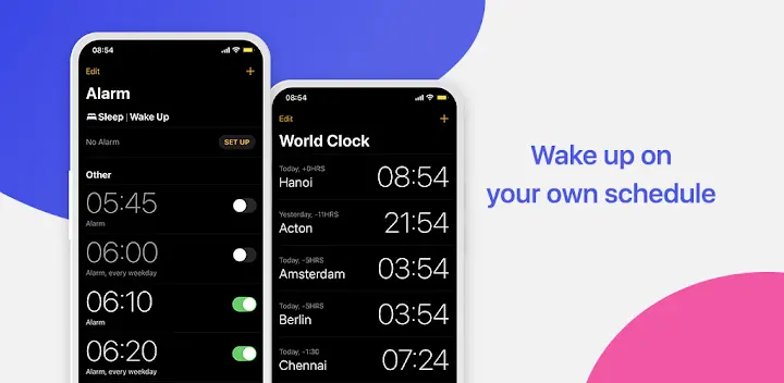 Clock Phone 16, Alarm & Timer — Android app banner