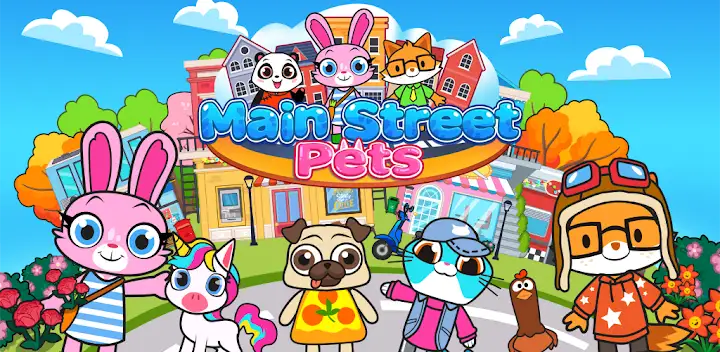 Main Street Pets Village Town — Android game banner