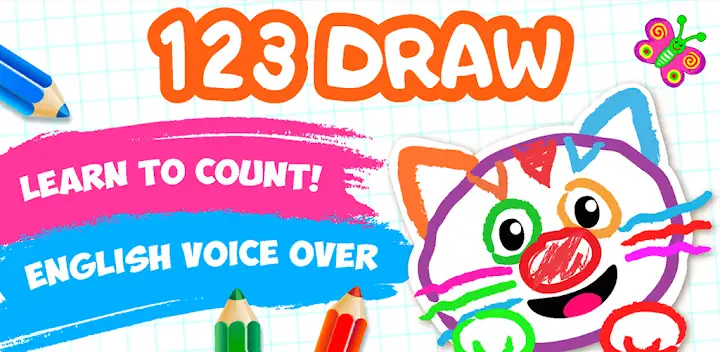 123 Draw Kids! Toddler drawing — Android app banner