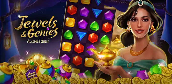Jewels & Genies: Aladdin Quest — Android game banner