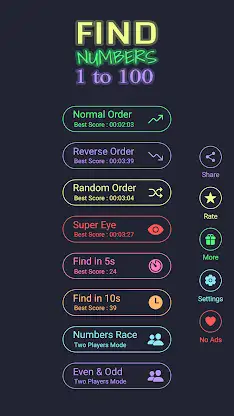 Find numbers: 1 to 100 screenshot 1