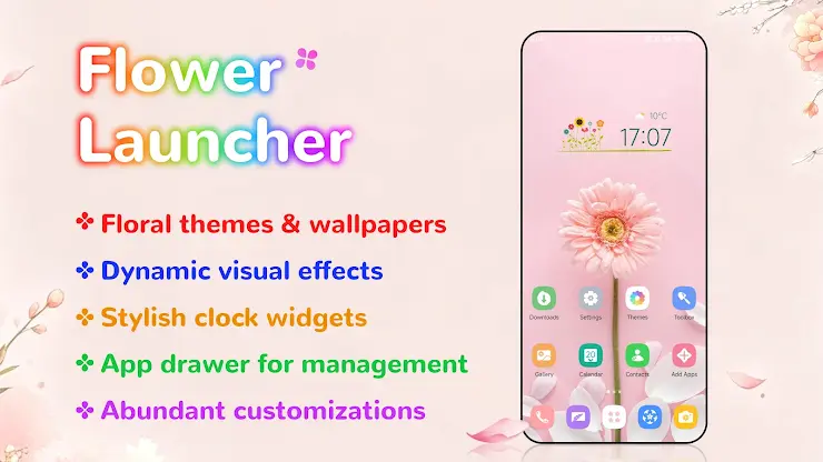 Flower Launcher, beauty themes screenshot 1