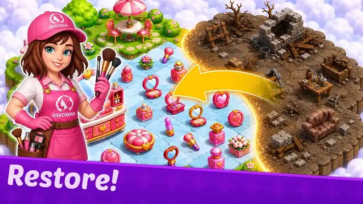 Merge 3 makeover salon games screenshot 5
