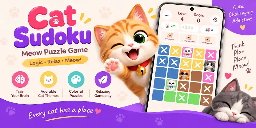 Cat Sudoku: Meow Puzzle Game screenshot 1