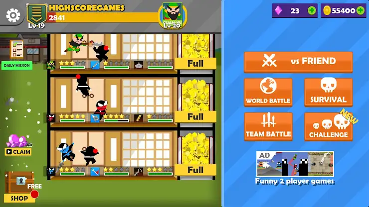 Jumping Ninja Battle 2 Player screenshot 6