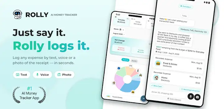 Rolly: AI Budget Money Tracker — Android app banner