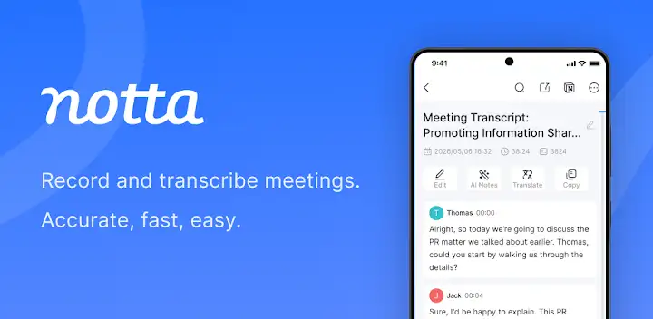 Notta-Transcribe Audio to Text — Android app banner