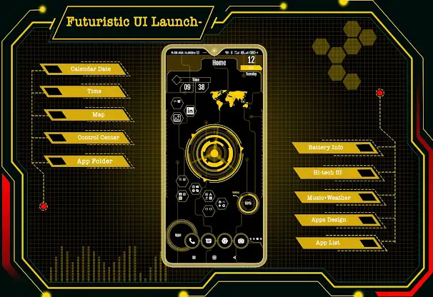 Futuristic UI Launcher screenshot 1