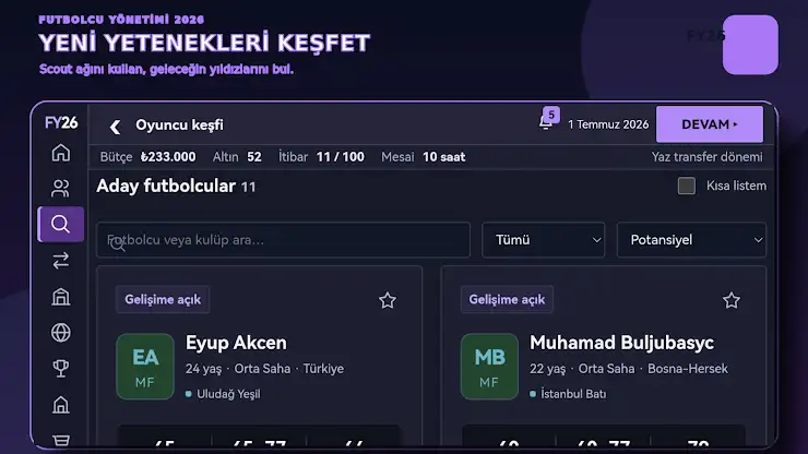 Futbolcu Yönetimi 2026 screenshot 3