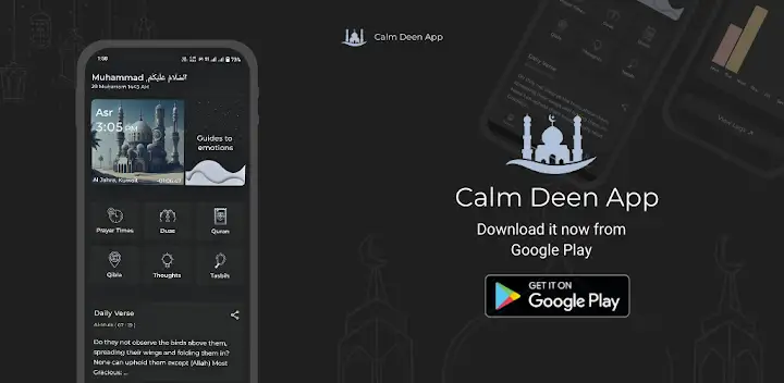 Calm Deen - Quran, Hadith, Dua — Android app banner