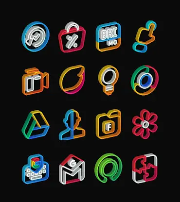 Outline 3D - Line icon pack screenshot 1