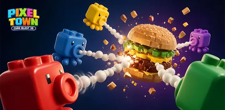 Pixel Town: Cube Blast 3D — Android game banner