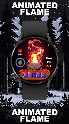 Animated Pixel Flame WatchFace screenshot 1