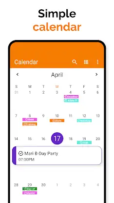 Simple Calendar screenshot 2