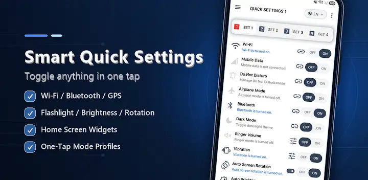 Smart Quick Settings — Android app banner