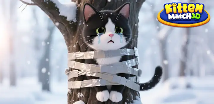 Kitten Match 3D — Android game banner