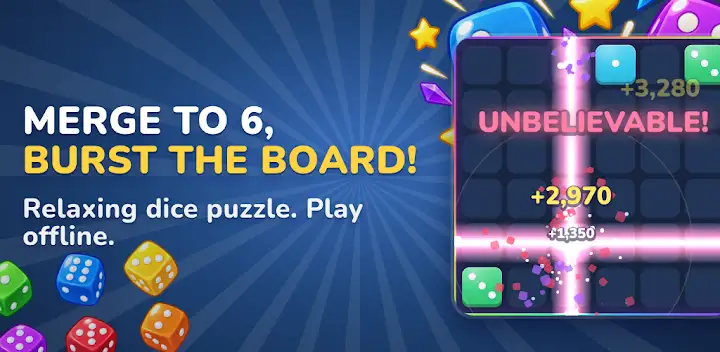 Dice Burst: Merge Block Puzzle — Android game banner
