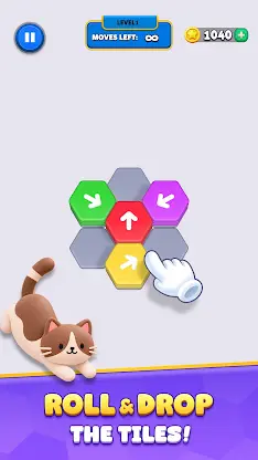 Drop The Tile: Cat Hexa Puzzle screenshot 1