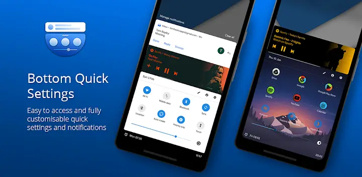Bottom Quick Settings — Android app banner