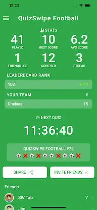 QuizSwipe Football screenshot 1