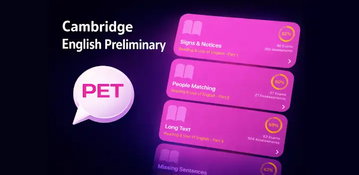 English B1 Tests (PET) — Android app banner