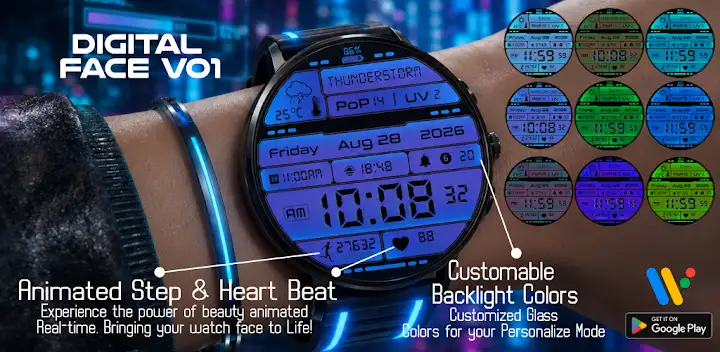 Digital Face V1 Watch Face — Android app banner