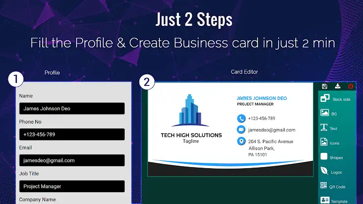 Business Card Maker, Visiting screenshot 2