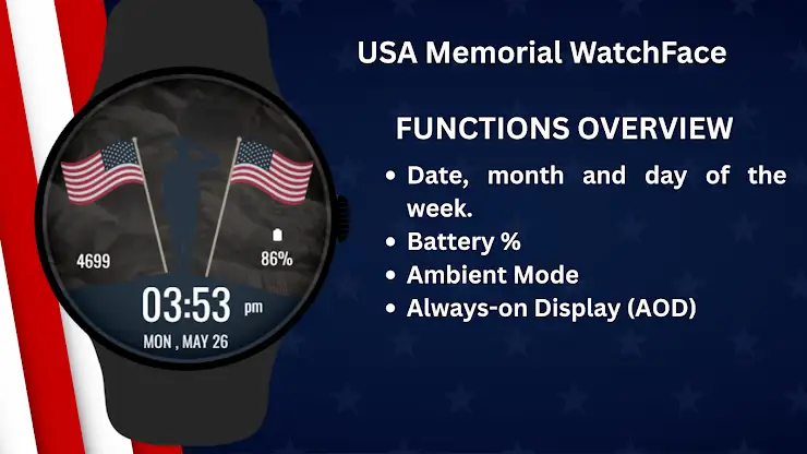 USA Memorial Watch Face screenshot 6