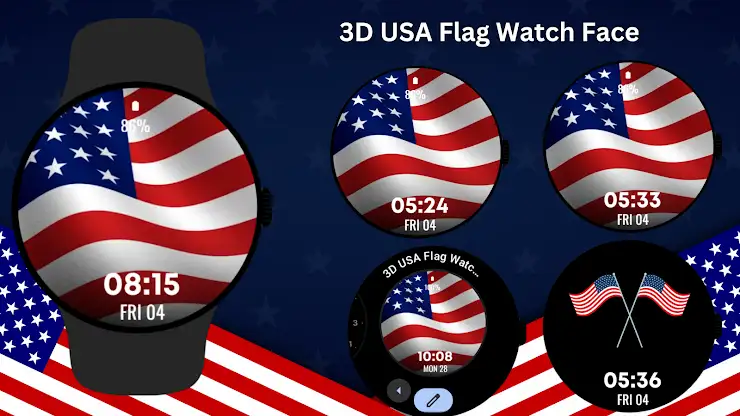 3D USA Flag Watch Face screenshot 7