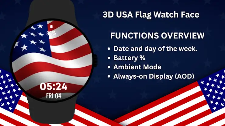 3D USA Flag Watch Face screenshot 6