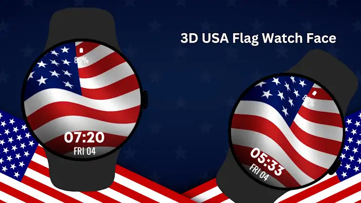 3D USA Flag Watch Face screenshot 2
