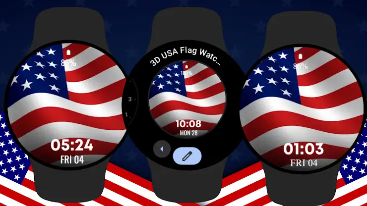 3D USA Flag Watch Face screenshot 4