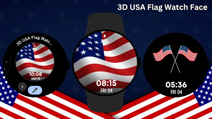 3D USA Flag Watch Face screenshot 3