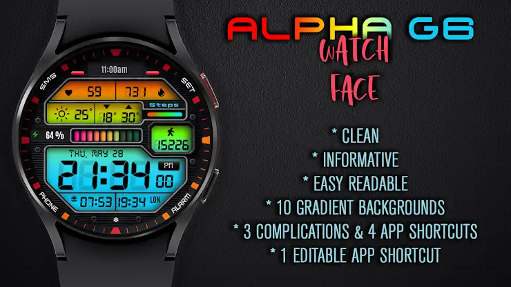 Alpha G6 Digital Watch Face screenshot 5