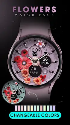 Flowers purple watch face screenshot 4