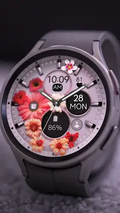 Flowers purple watch face screenshot 5