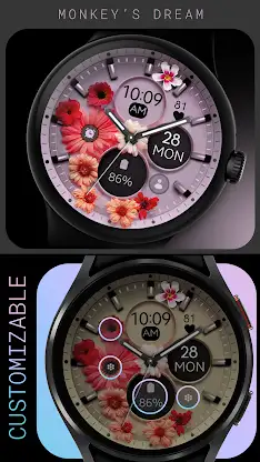Flowers purple watch face screenshot 3
